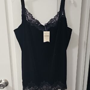 Coldwater Creek Black Velvet Lace Camisole